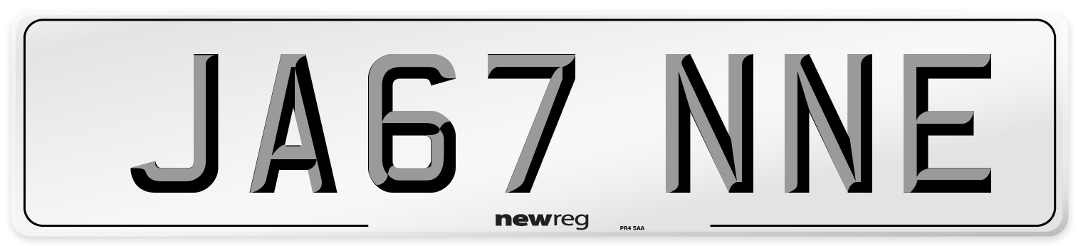 JA67 NNE Number Plate from New Reg